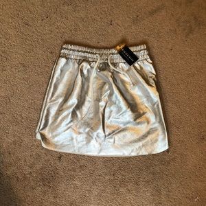 Fashion Nova metallic silver elastic mini skirt